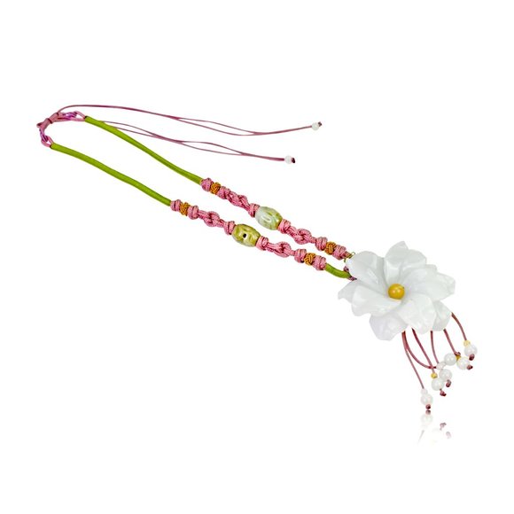 Stargazer Lily Flower Handmade Jade Necklace Pendant - Picture 2 of 2